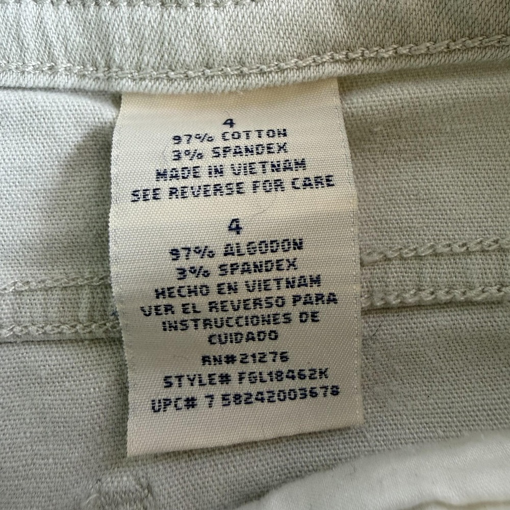 Y2K Faded Glory Chino Shorts Womens 4 Beige Denim Stretch 5 Pocket Summer Casual - Picture 3 of 11